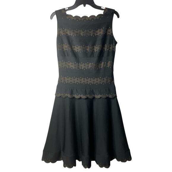 Tadashi Shoji Laser Cut Neoprene A LIne Dress Size Small - Picture 3 of 11